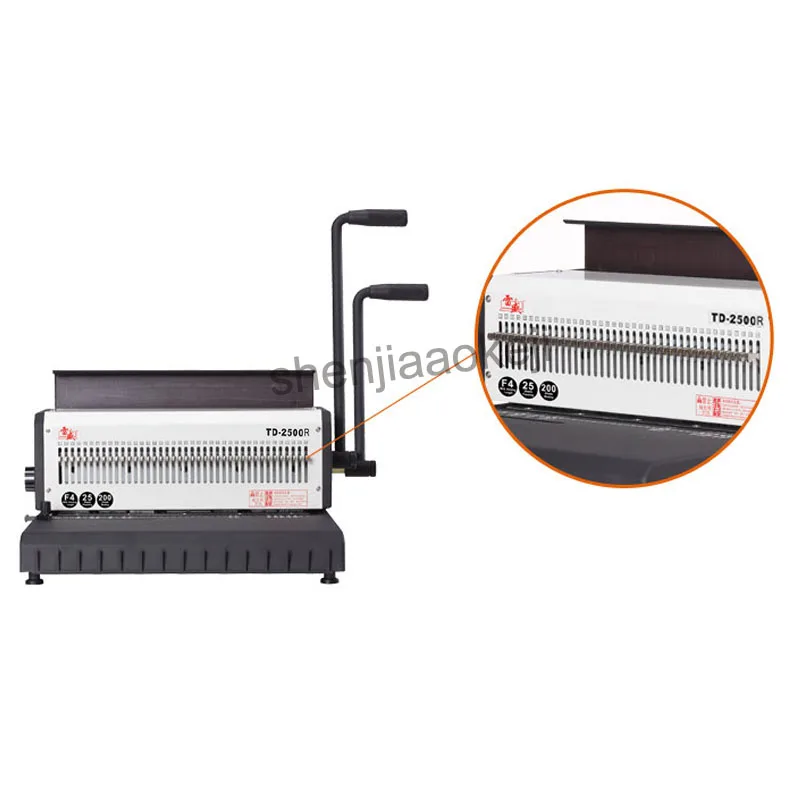 A4 paper manual Wire Binding Machine TD-2500R (Round ) iron ring binding machine desk calendar punch machine 300 sheets binding