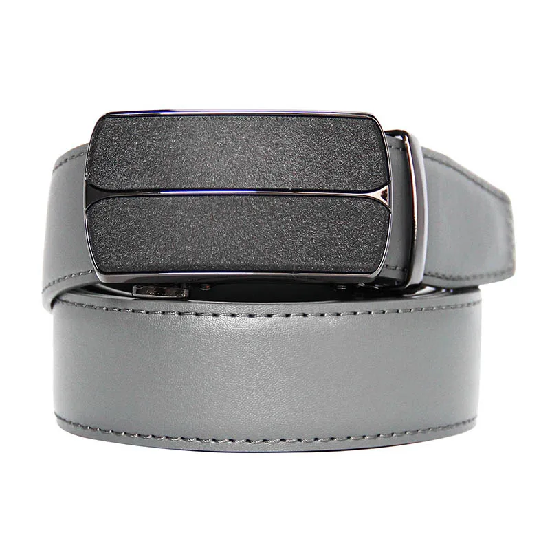 New Arrivals Men 100% Genuine Leather Belt Cowhide Cowboy Belt Straps With Alloy Automatic Buckle Gray Color Leather Straps