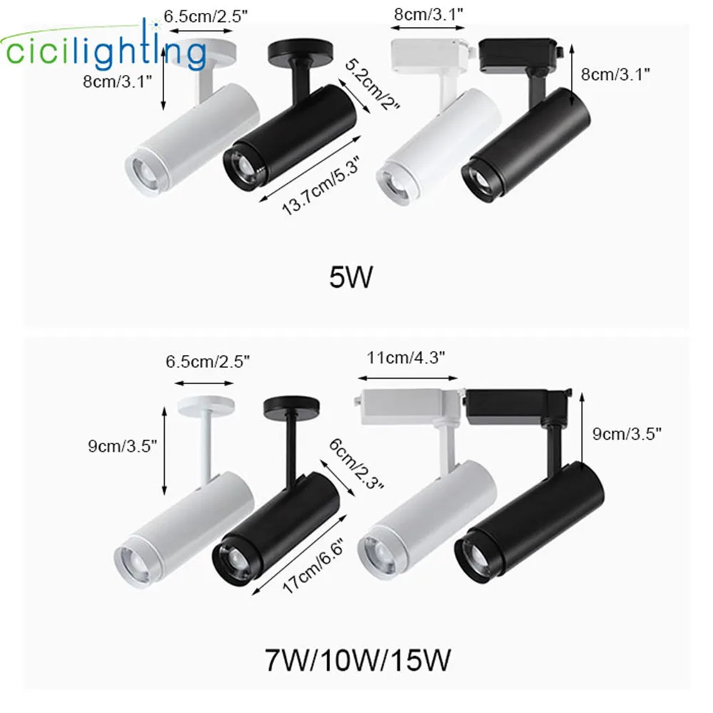 Modern Zoom led Track Lights Rail Mounted cob Spotlights Black Adjustable Focus Ceiling Spot Light Spotlight Industrial Lamp