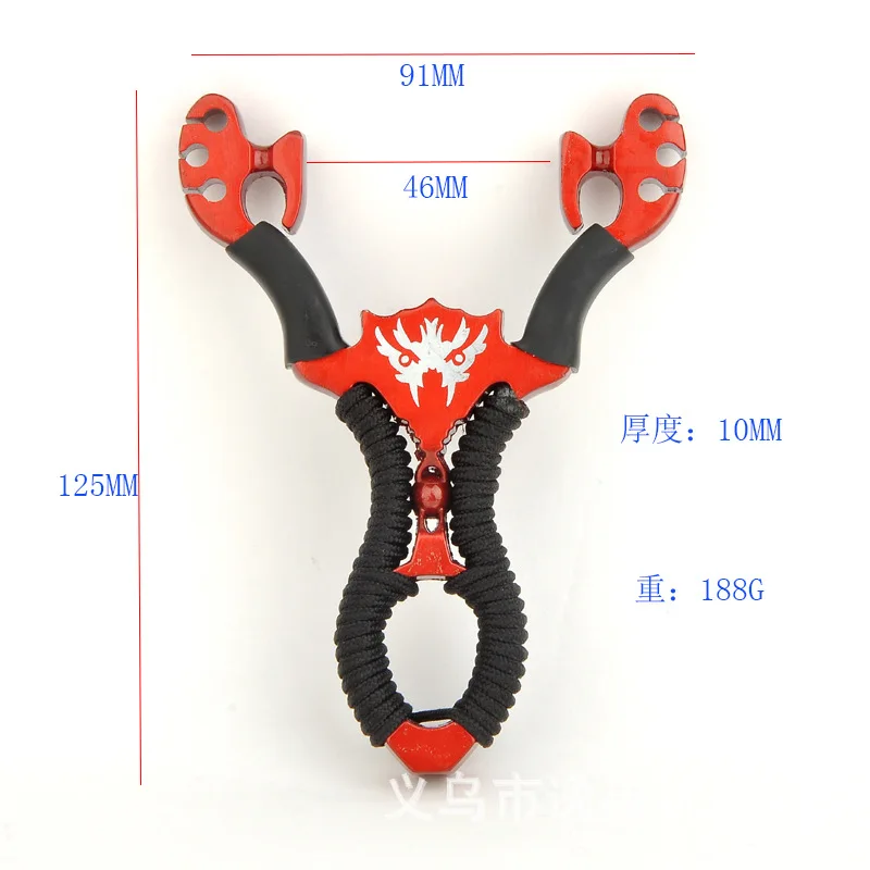 Red Alloy slingshot, outdoor hunting fishing shooting a slingshot. Outdoor shooting toys, children's classic toys.