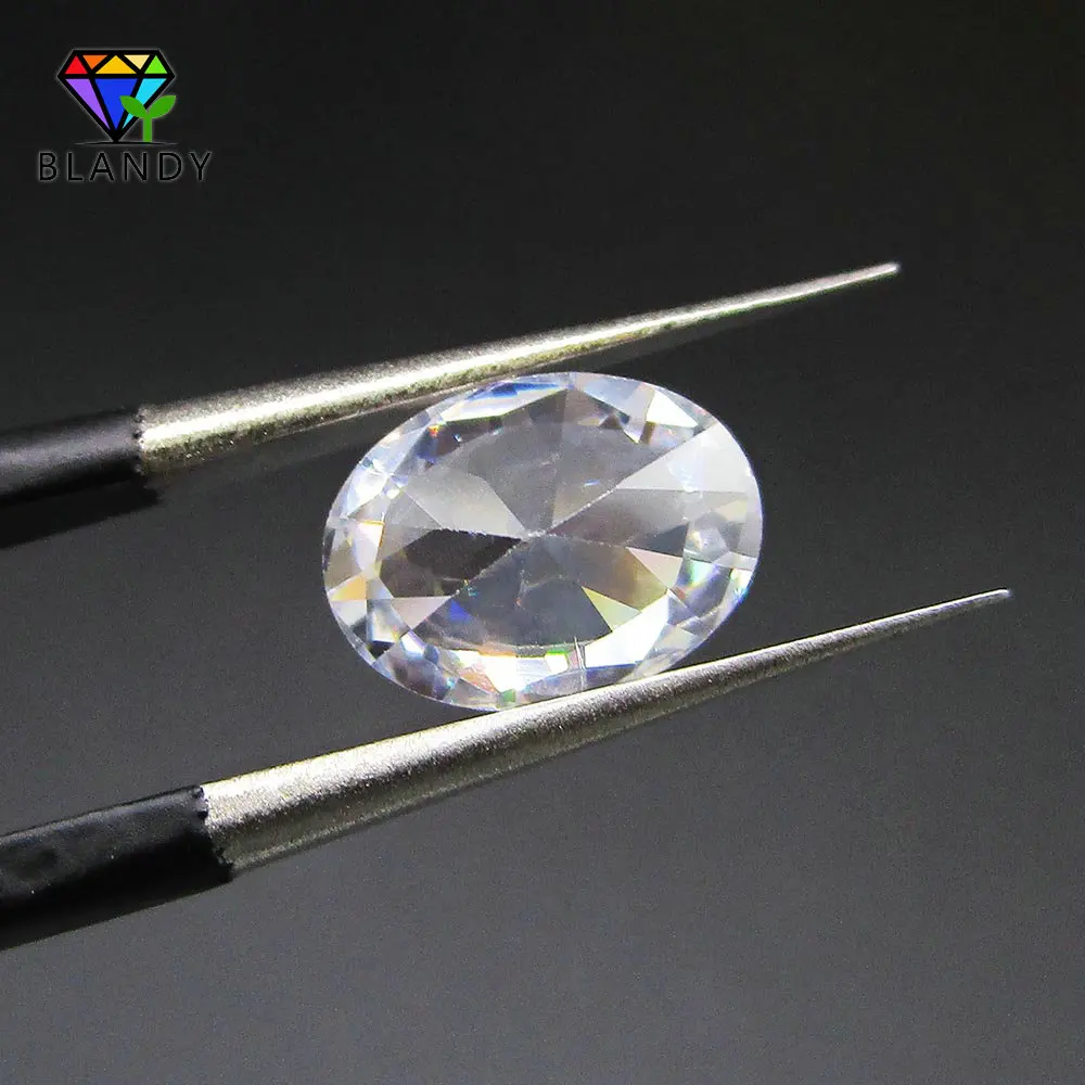 5A 2x3~13x18mm Oval Shape White Cubic Zirconia Machine Cut Loose Zirconia Stone Gems For Jewelry