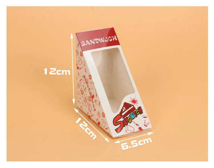 20 Pcs Sandwich Box With Windows Paper Sandwich Packaging For Fast Food Shop Restauran Disposable Paper Packing Thicken Supplier