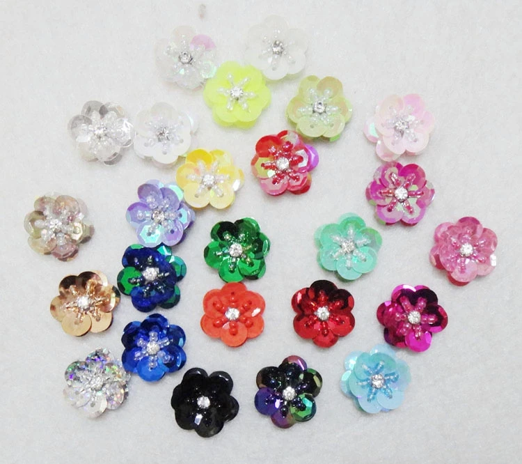 Hand-sewed sequins flower pattern patch diy clothing shoes, hats, bags, Beads sequins applique patch