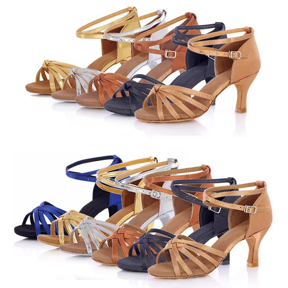 Zapatos de baile latino de Salsa para mujeres y niñas, zapatos de baile de salón de Tango, tacones altos, zapatos de baile suaves, sandalias de baile de Jazz de 5cm/7cm