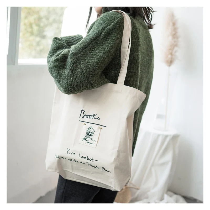 Women Canvas Tote Cute Shoulder Bag Female Cotton Shopping Bags Casual Handbag Girls School Books Bag Shopper Eco Cloth Purse