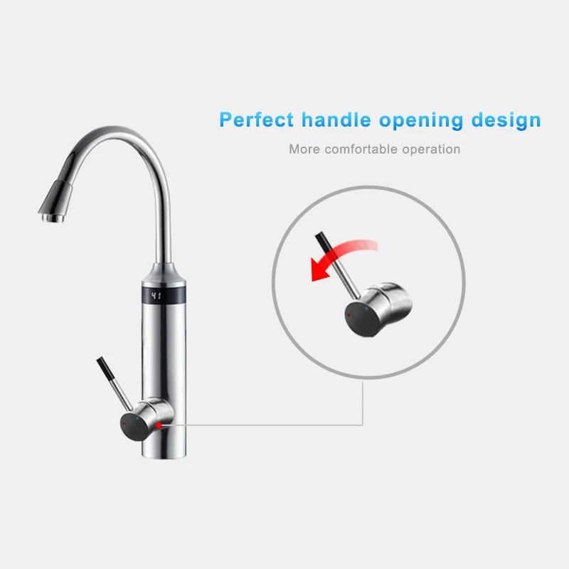 Kbxstart Kitchen Tankless Water Heater Tap Electric Water Faucet Third Generation Heating Tube Torneira 220V With Safer Handle