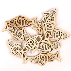 Wooden Cute Fish Shape Arts Painting Scrapbooking Embellishments Craft Handmade Home Decoration Accessories DIY 50mm 10pcs MZ257