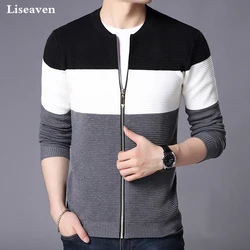 Liseaven-Chaqueta de manga larga para hombre, suéter de punto con cremallera, cárdigans, nueva moda