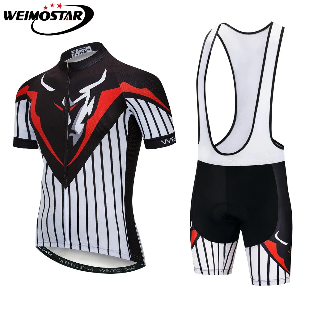 

Men's Cycling Jersey Sets Pro Bicycle Racing Team Short Sleeve Maillot Ciclismo Summer Breathable Cycling Clothing Black White