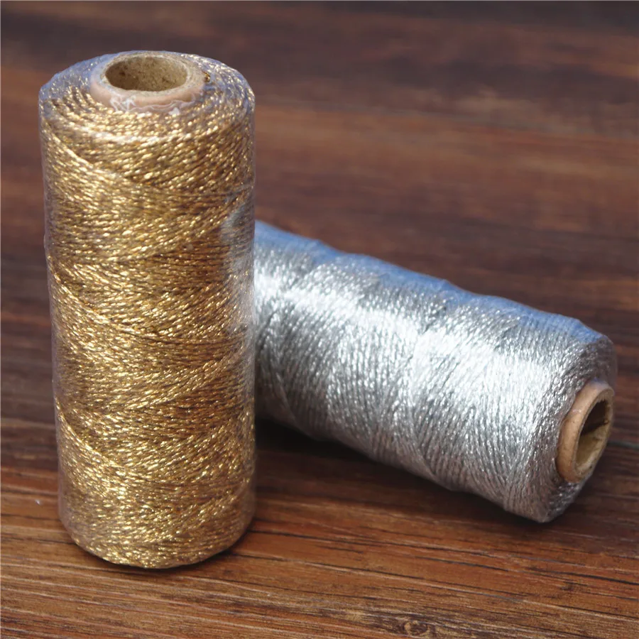 baker twine Striped 110yard12ply Striped DIY Metallic golden Gold Silver Twist Rope Baker Twines Craft Gift Packing spools