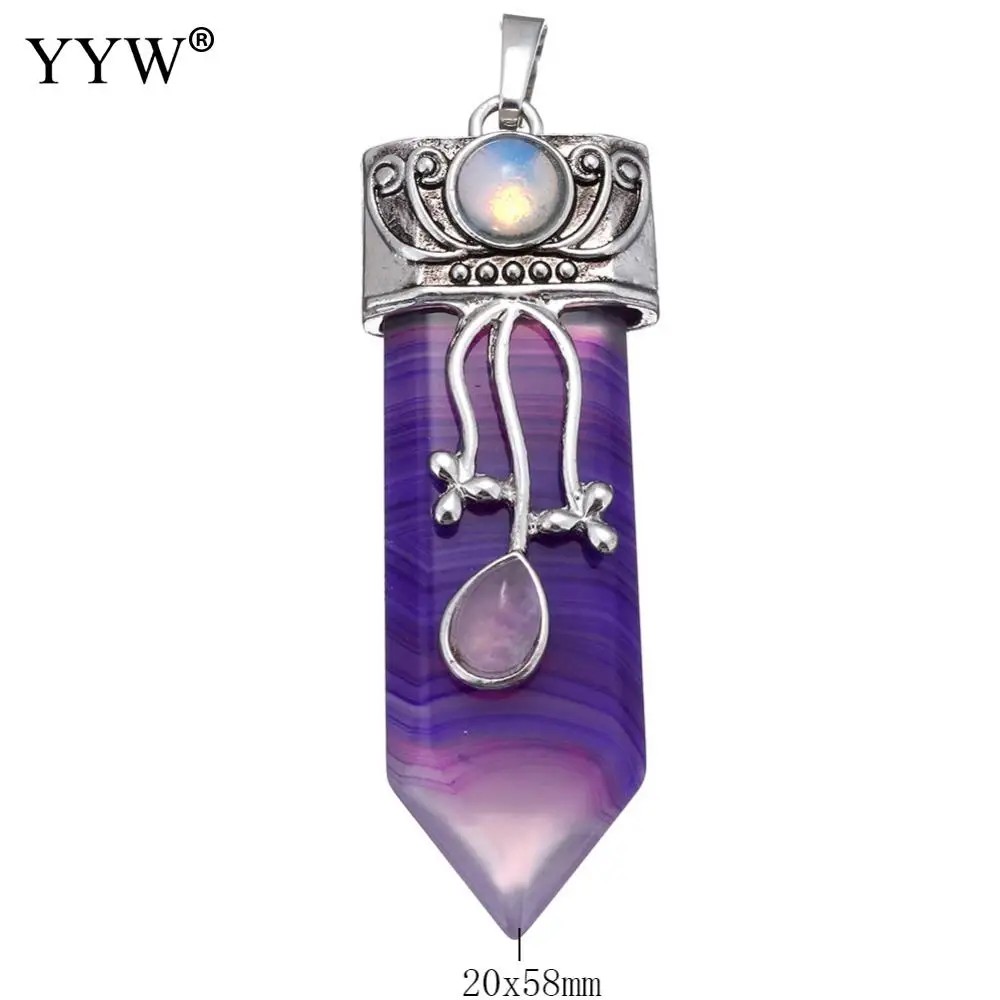 Gem stone Pendants Jewelry with Brass pendulum plated natural & different materials for choice & blacken  Necklace Pendant