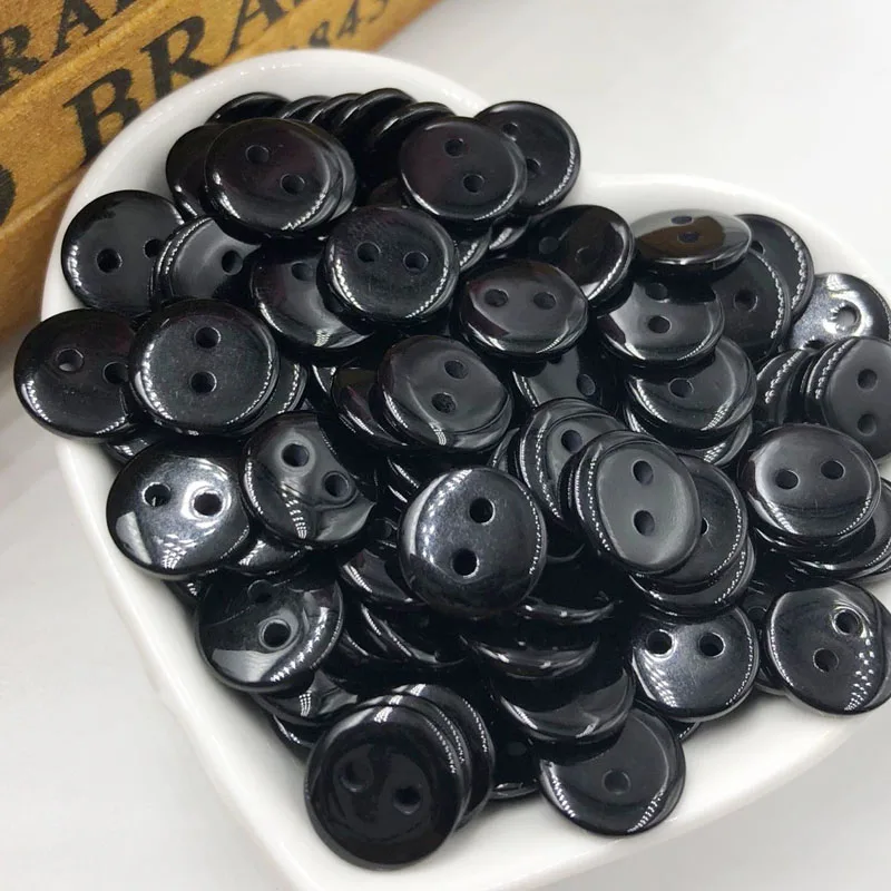 50/100 Pcs 11mm 2 Holes Black Resin Round Buttons Decor Sewing Clothing Sewing Scrapbooking Crafts DIY Accessories Buttons PT267