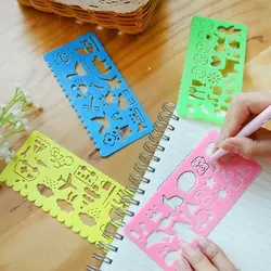 4 pcs/set Elementary school students creative stationery flower rulers children painting art template drawing set tools Supplies