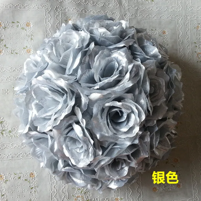 Neue 8 "20 cm Handmade Silber Rose Blumen ball Küssen Blume Hängen Ball DIY Bouquet Hause Hochzeit Party Decor 6 farbe Erhältlich