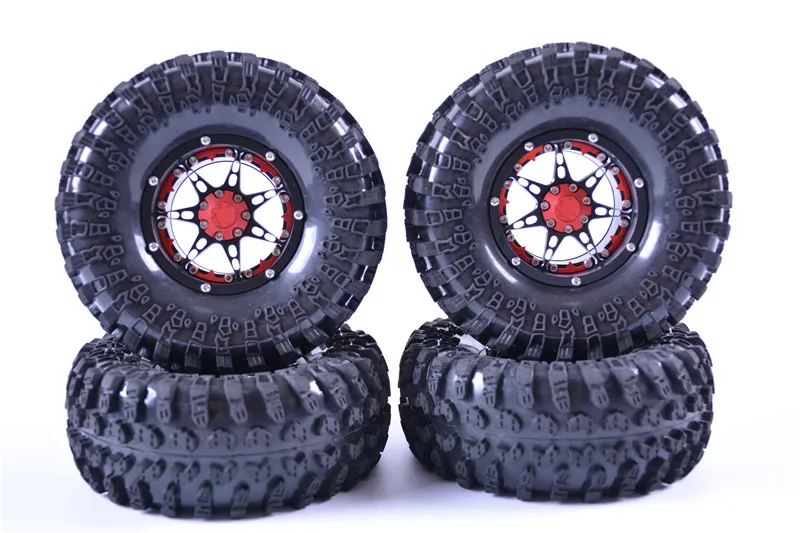 2.2 Inch Rubber Tire Alloy Beadlock Wheel Rim for 1/10 Rc Rock Crawler Axial SCX10 RR10 Wraith Yeti Traxxas Trx-4