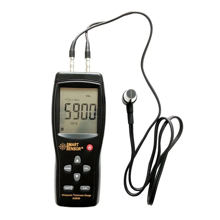 AS850 Ultrasonic Thickness Gauge Tester Sound Velocity Meter Metal Width Measuring 1.2 to 220MM For Steel Aluminium Plate