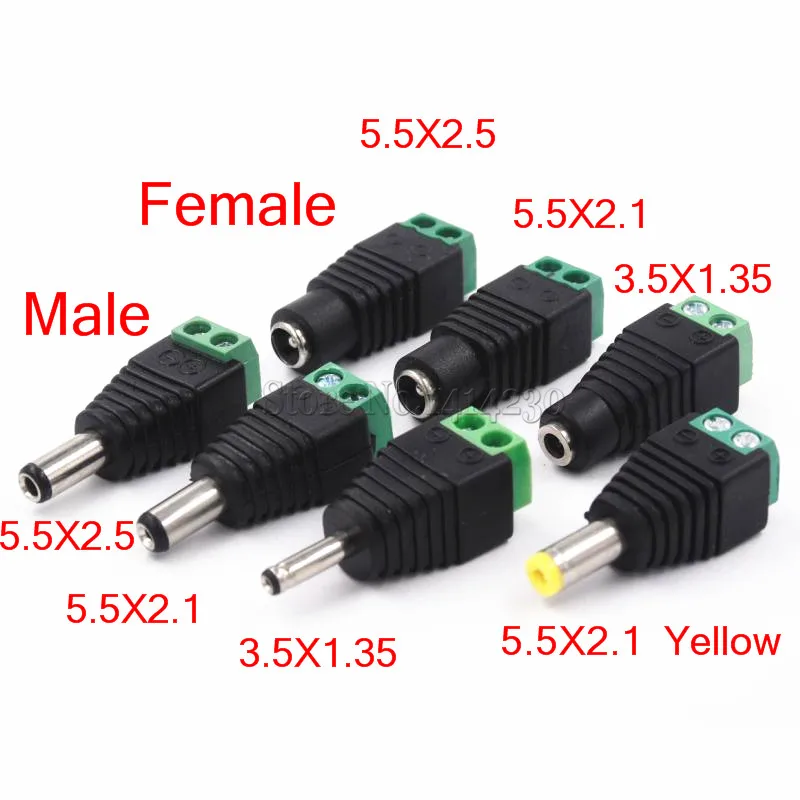 Male Female DC Power Plug Connector 2.1mm x 5.5mm 2.5mm x 5.5mm 1.35mm x 3.5mm Needn\'t Welding DC Plug Adapter 12V 24V For CCTV