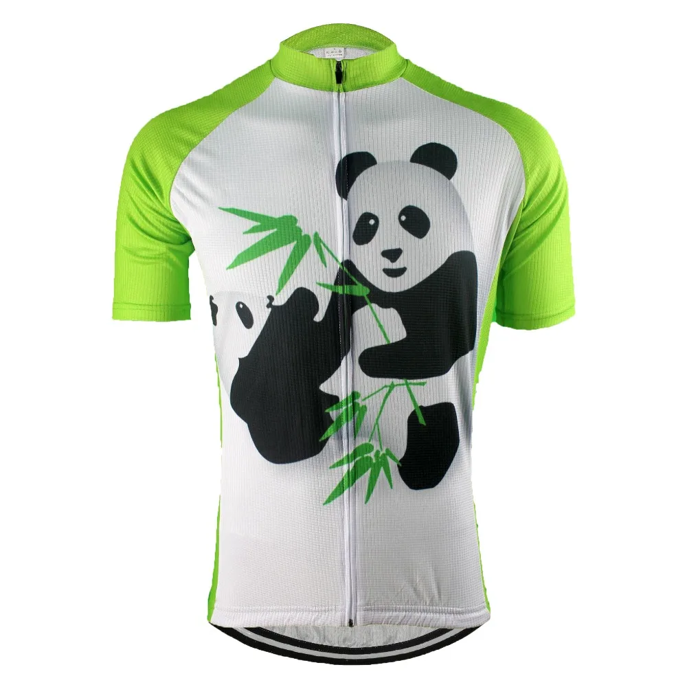 Weimostar Men's Cycling Jersey Short Sleeve Breathable Fast Dry Green White Panda S-4XL