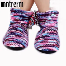 Mntrerm New Warm Soft Sole Woman Indoor Floor Slippers For Women Shoes Crochet Flowers Home Slippers Shoes chinelo Winter Gift