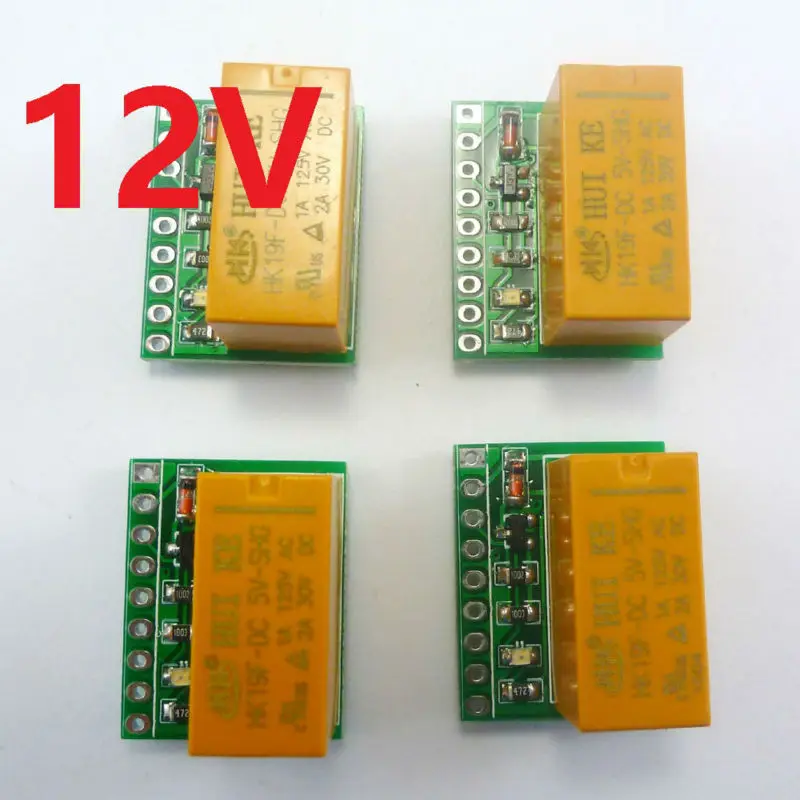 4x 12V DC 1CH DPDT Signal Relay Module HK19F PCB Board For LED Motor Audio Equipment Level Polarity Inversion