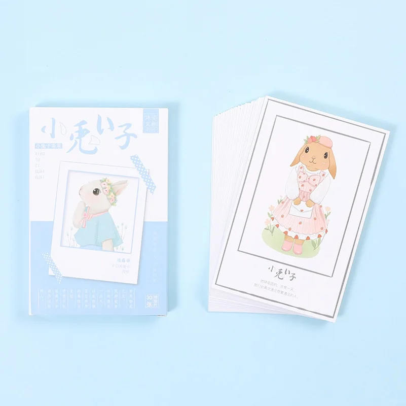 

30Sheets/Set Cute Little Bunny Rabbit Postcard /Greeting Card/Message Card/Christmas and New Year gifts