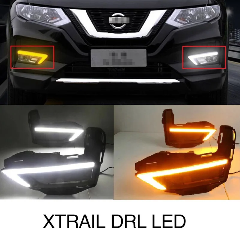 

Светодиодный DRL DAYTIME RUNNING LIGHT LED DAY LIGHTS ПОДХОДИТ ДЛЯ NISSAN XTRAIL X-trail 2017, Желтые указатели поворота, крышка противотуманной фары