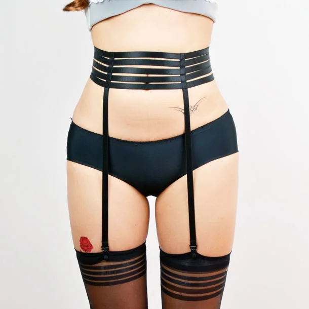 

Pastel goth body harness garter belt stockings pole dance suspender belt summer style bondage lingerie fetish wear black p0020