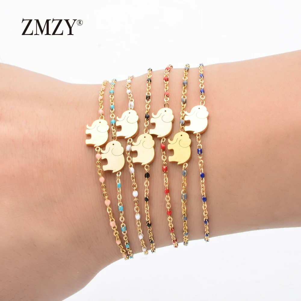 ZMZY 7pcs/lot Mixed New Arrival Stainless Steel Lucky Chain Elephant Bracelets For Women Best Friend Bracelet Friendship Gift