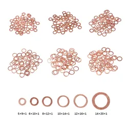5-25pcs Sealing Ring 99.95% Copper Flat Washer O Ring Gasket M5 M6 M8 M10- M20 M22 M24 Solid Shims Pad Washers Rings Seal Spacer
