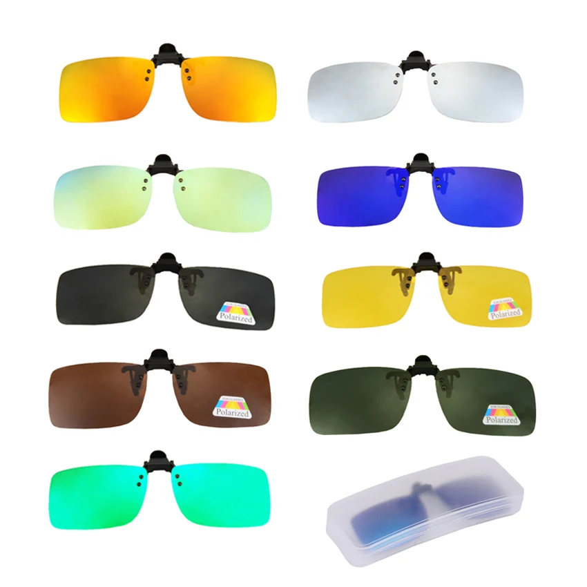 Polarizada Clip-On Óculos de Pesca, Myopia Óculos Pesca, Clip-On Clips, Óculos Sports, Night Vision Óculos, Caixa Incluída, Condução