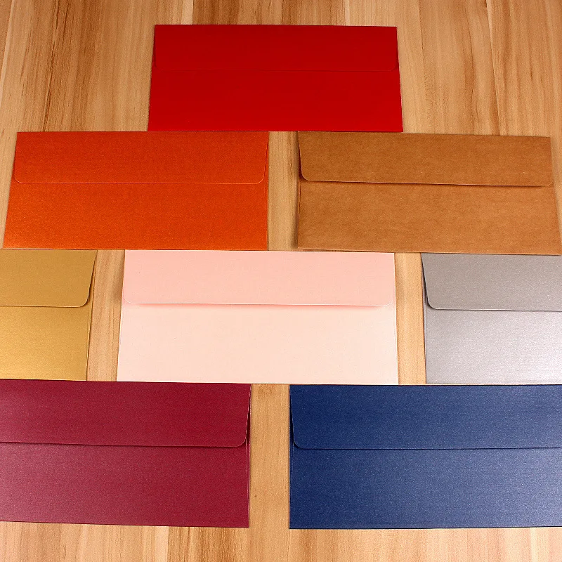 50 PCS/lot 110*220mm Kraft Pearl Light 5 Number Colour Western Style Envelope   square postcard with envelopes free shipping