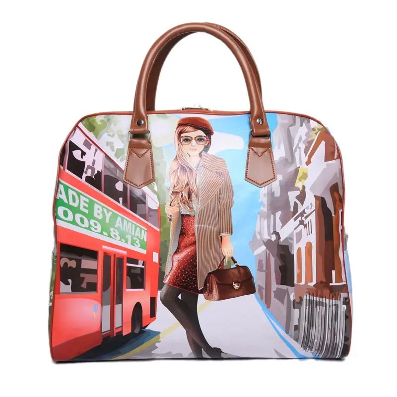 Bolso de viaje de dibujos animados para mujer, bolsa grande de equipaje de marca famosa, gran oferta, España, ZL99