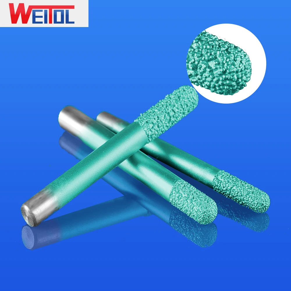 WeiTol 1pcs 3D carving bits Vacuum brazed stone cutting bits ball nose router bits 3D V groove engraving bits for granite