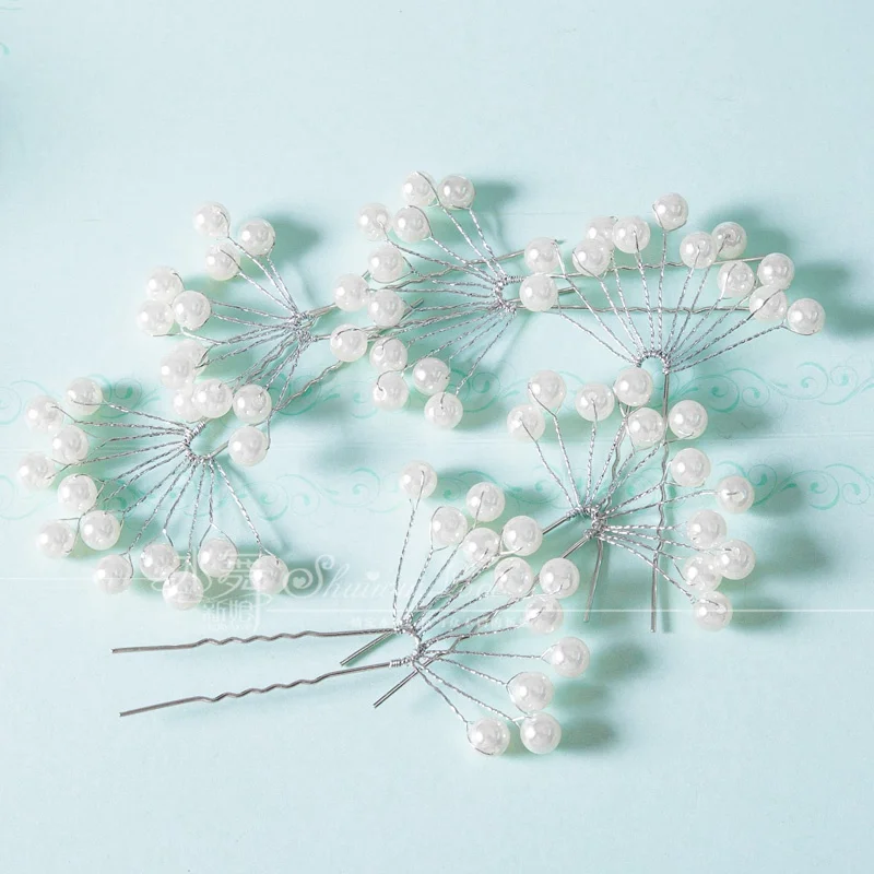 Fashion 2015 Pretty Crystal Pearl Hairpin, Bridal Hair Flowers for Wedding, 120 PCs/Lot