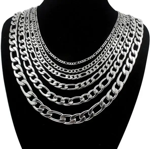 

12pcs Lot in bulk Figaro Link Chain Stainless Steel Necklace Chain 4mm/6mm/7mm/9mm