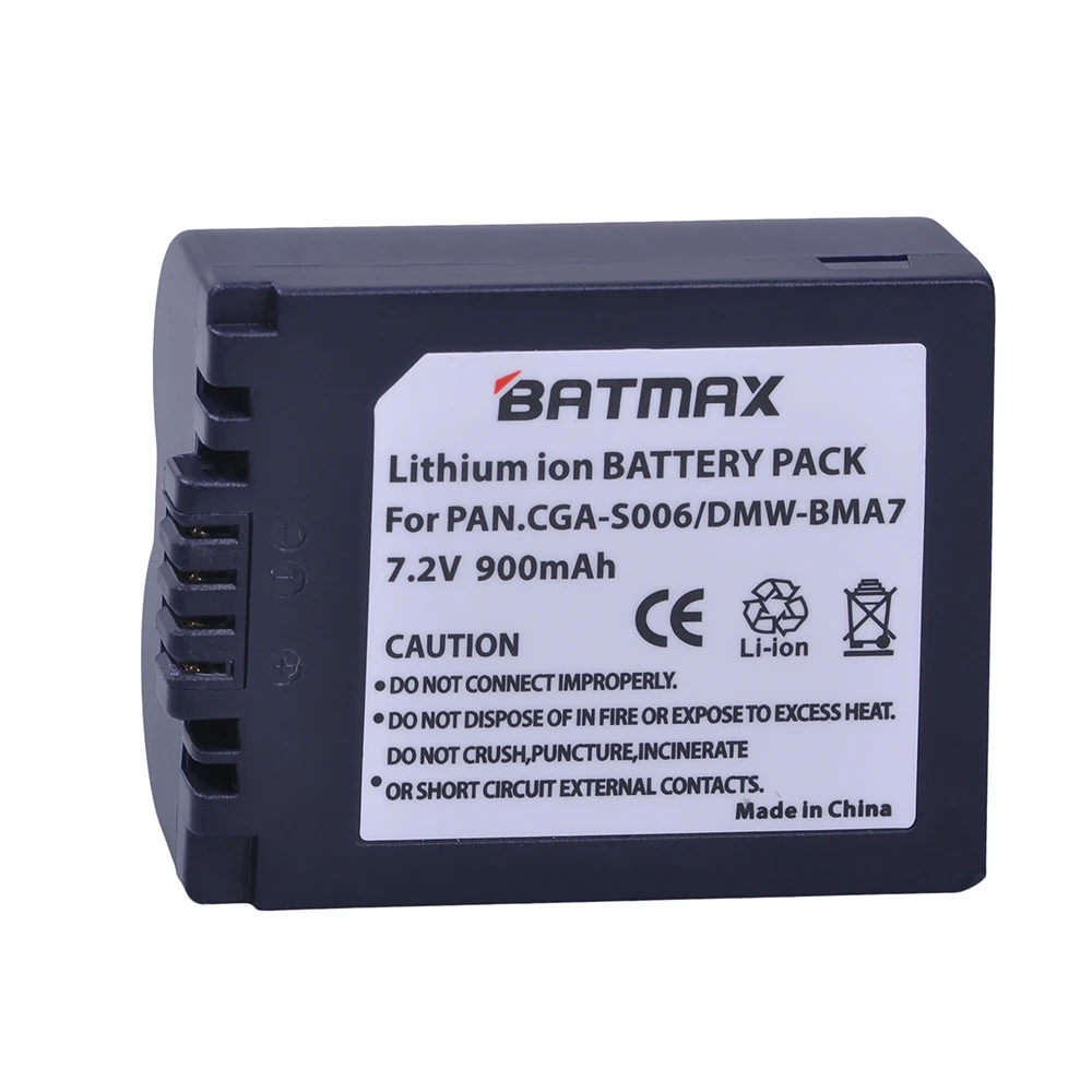 

900mAh CGA-S006 DMW-BMA7 CGR-S006E Battery for Panasonic Lumix DMC-FZ7 FZ8 FZ18 FZ35 FZ28 FZ38 FZ30 Cameras