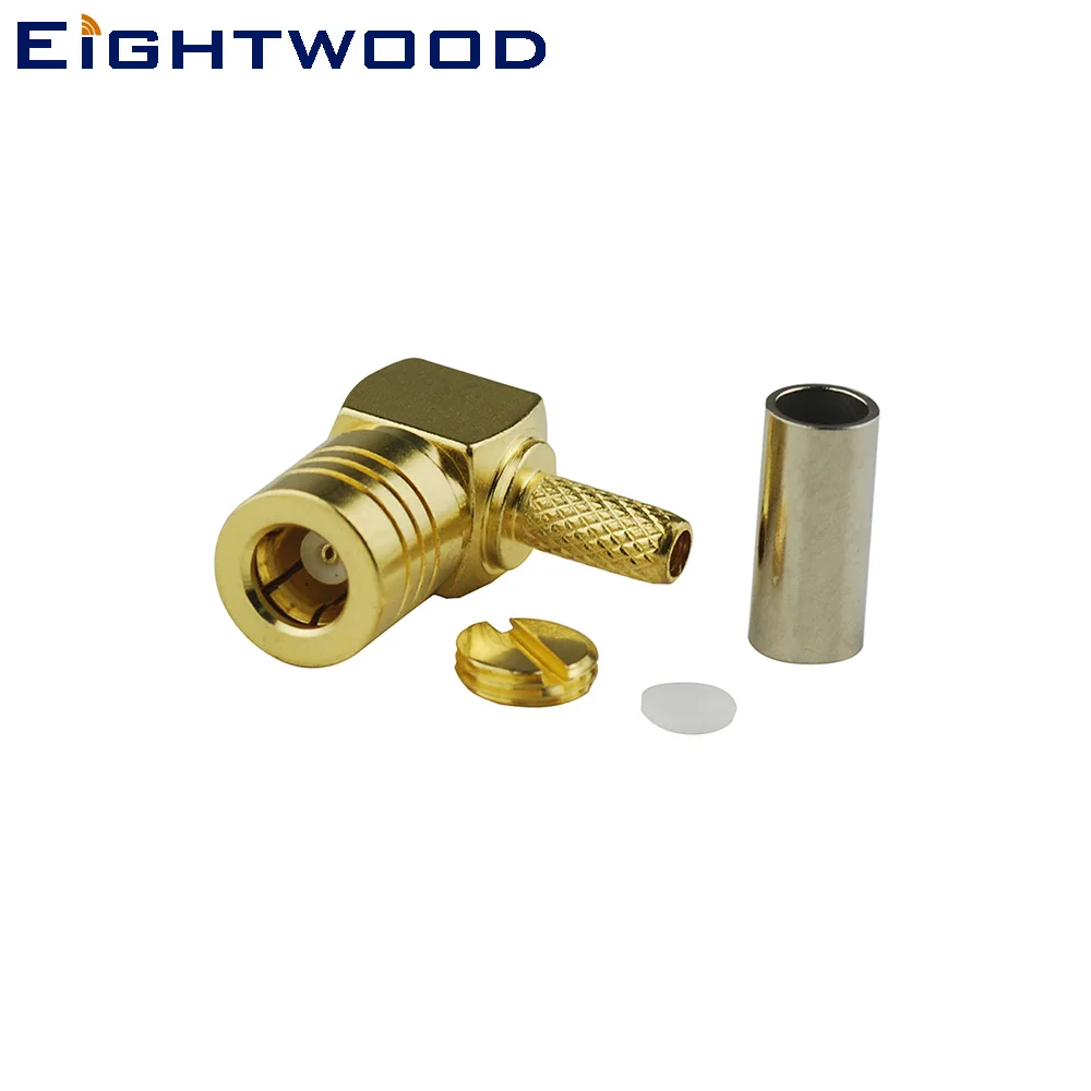 

Eightwood 5PCS DAB+ Antenna Connector SMB Crimp Plug Female Right Angle RF Coax Connector Adapter for LMR100 RG174 RG316 Cable