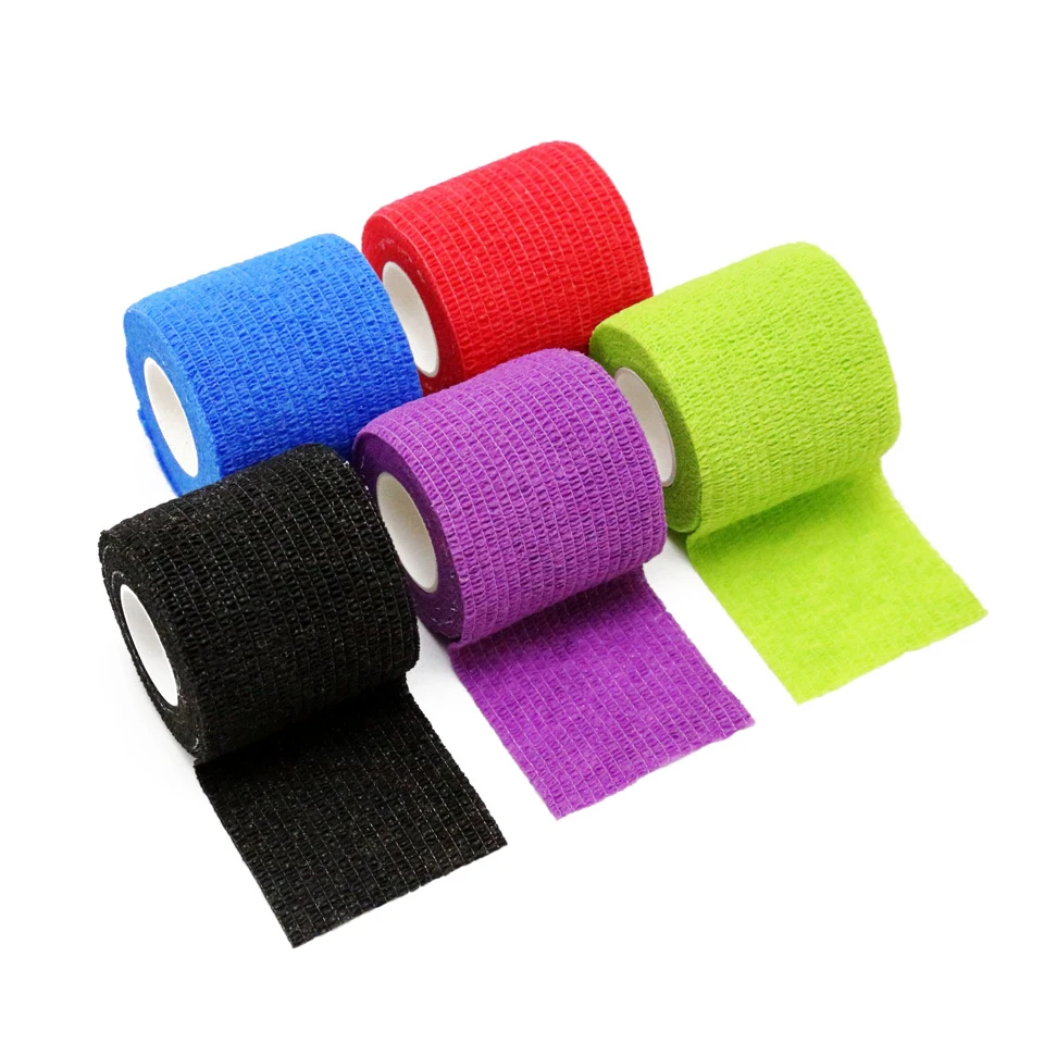 Vendaje elástico flexible autoadhesivo desechable, envoltura de tubo de agarre para MANGO de tatuaje, accesorios de cinta de Tatu, 5x450cm, 1 rollo