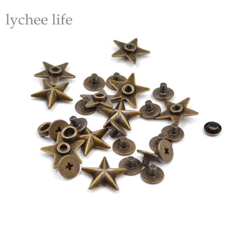 10pcs/Lot Star Screw Studs Rivet Nail Leather Screw Rivet for Leathercraft Shoes Bag Belt Garment Accessories