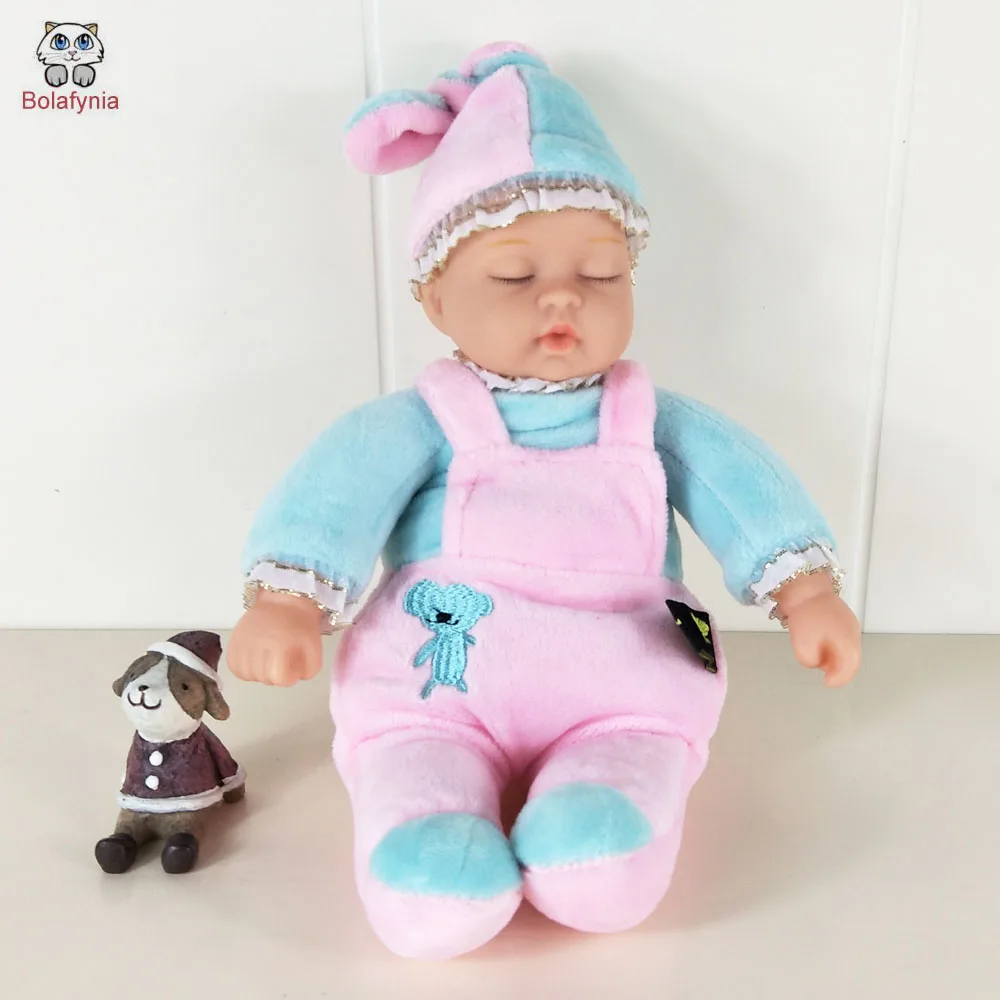 

Children Plush Stuffed Toy Sleep Baby With Blue Clothes Doll Birthday Gift