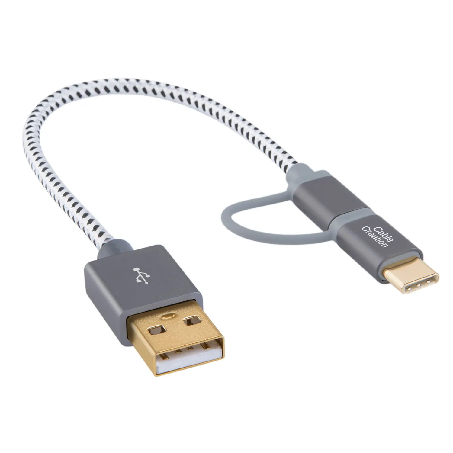 JORINDO 2 in 1 USB C Micro USB Cable, Braided Two in One USB Type C & Micro-B to USB A Fast Charge Cord Compatible,USB-C Devices