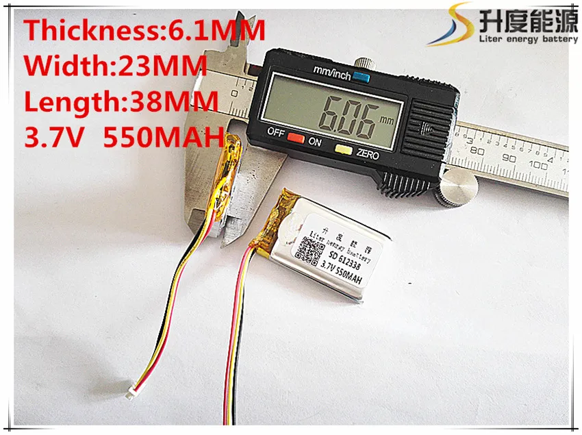 Free shipping 3.7 V 612338 602338 lithium-ion polymer battery 550 mah vehicle traveling data recorder LED speakers toys