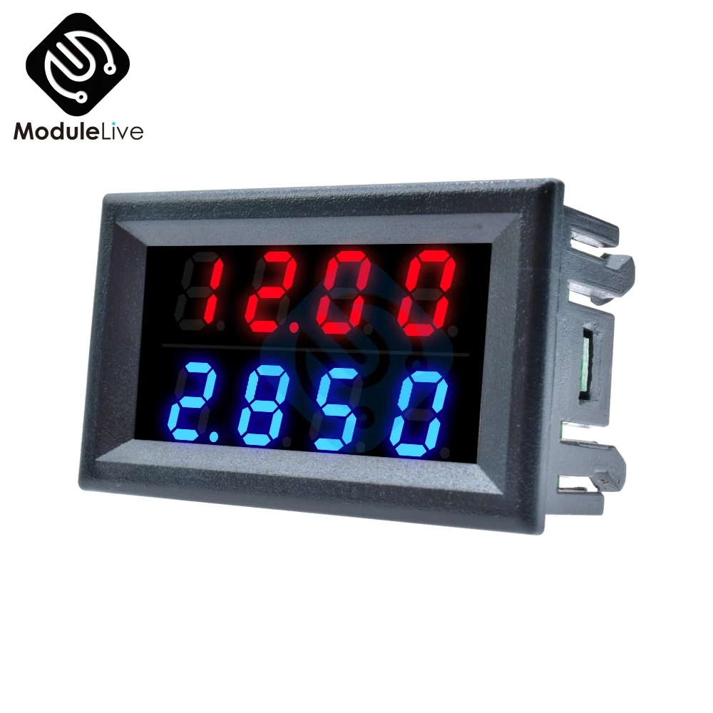 0.28 Inch Digitale Dc Voltmeter Amperemeter 4 Bit 5 Draden Dc 200V 10A Voltage Current Meter Voeding Rood blauw Led Dual Display