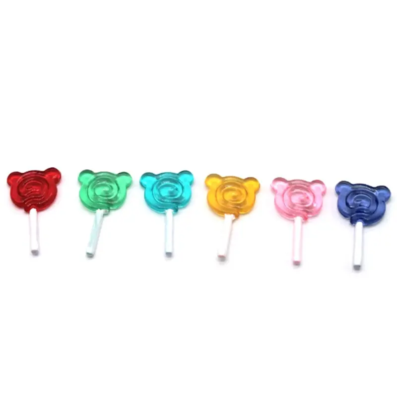 1:12 Scale Bear Shape Lollipop Simulation For Dollhouse Miniature Toy Doll Mini Resin Food Kitchen Livingroom Supplies 3Pcs