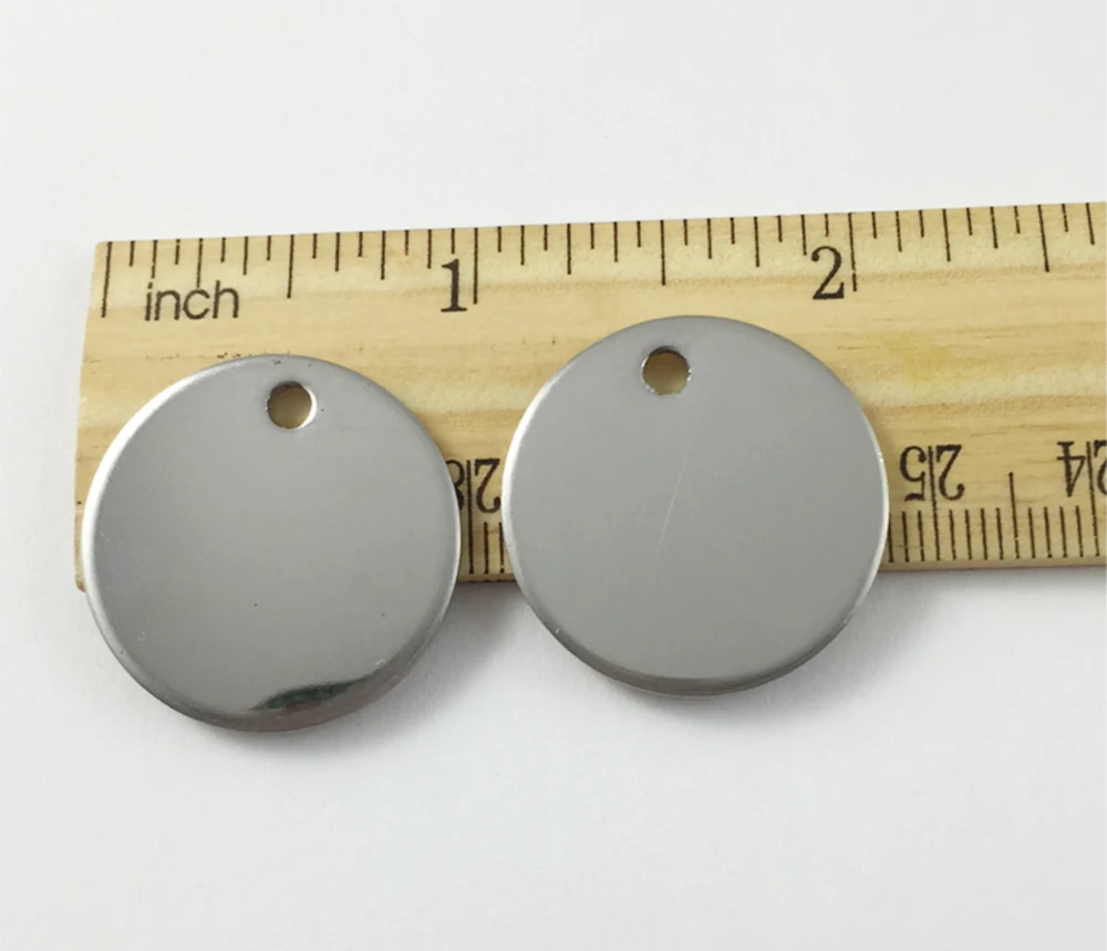 50pcs/lot DIY Silver Tone Round Stainless Steel Blank Stamping Pendants Jewelry Component  Personalized Pet Tags