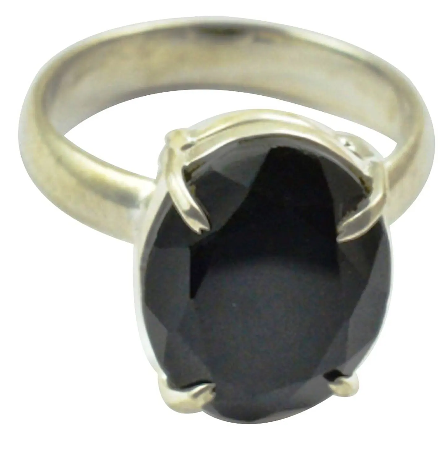 Lovegem Genuine Cut Black Onyx Stone Ring 925 Sterling Silver,Size :7.75, AR3049