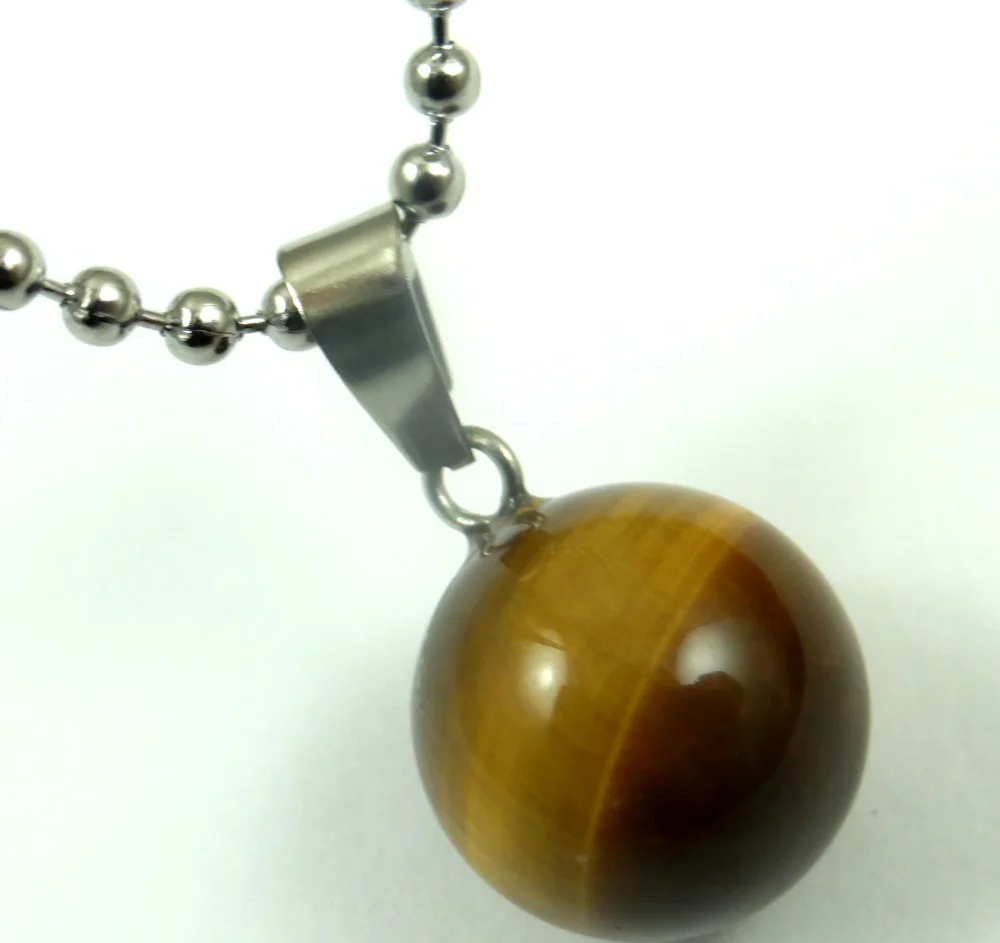 Natural Opal aventurine tiger eye lapis Quartz crystal stone Round Ball Pendant for diy Jewelry Making Necklace Accessories