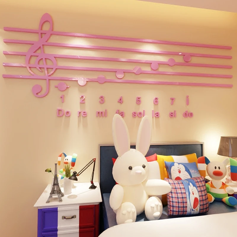 Piano Note Acrylic Wall Stickers Music Classroom DIY Art Wall Decoration Training Classroom Mirror 3D Stickers Home decor