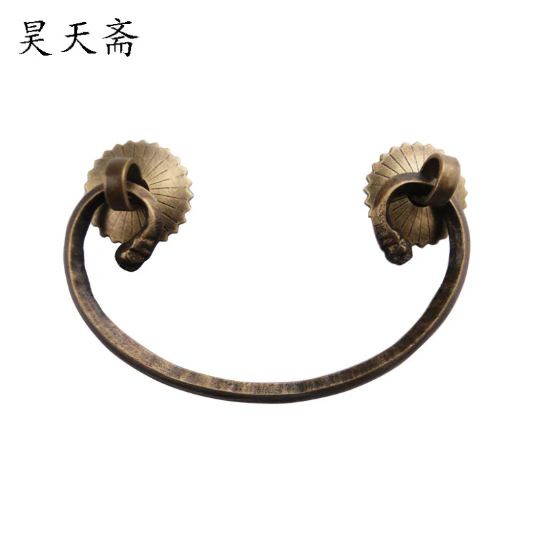 [Haotian vegetarian] traditional Chinese antique bronze copper gold handle drawer handle copper ring HTD-114