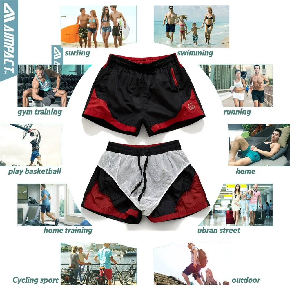 Aimpact-Short de bain de plage pour homme, séchage rapide, doublure de planche, poche zippée, maillot de bain de surf, SD02